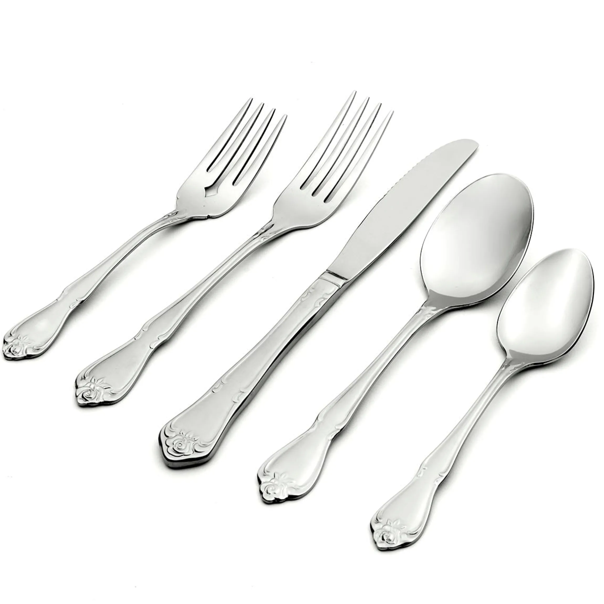 True Rose 45 Piece Everyday Flatware Set, Service For 8