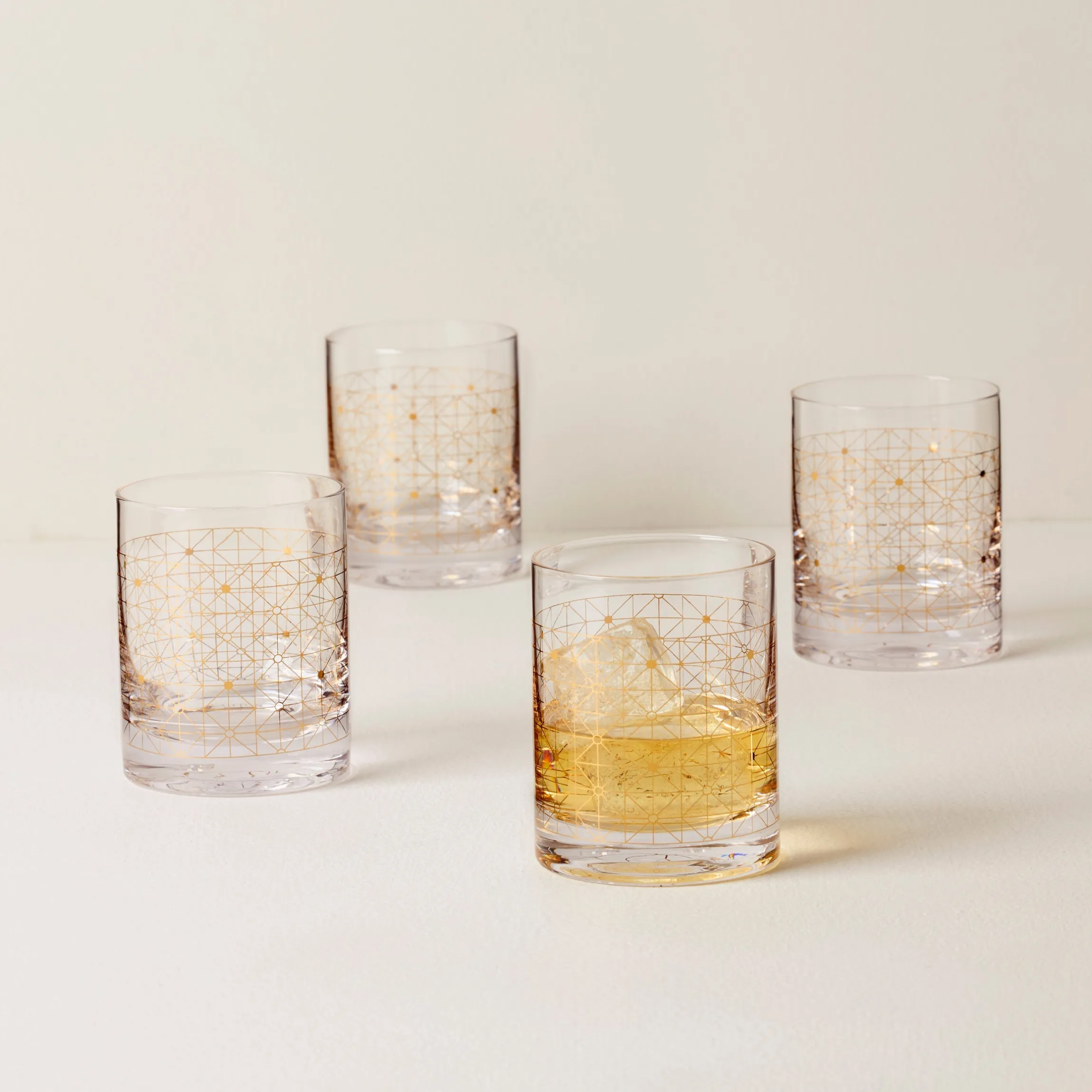 Tuscany Classics Gold Dust Double Old-Fashioned Glasses, Set of 4