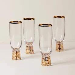 Tuscany Classics Gold Frost Flute Glasses, Set of 4