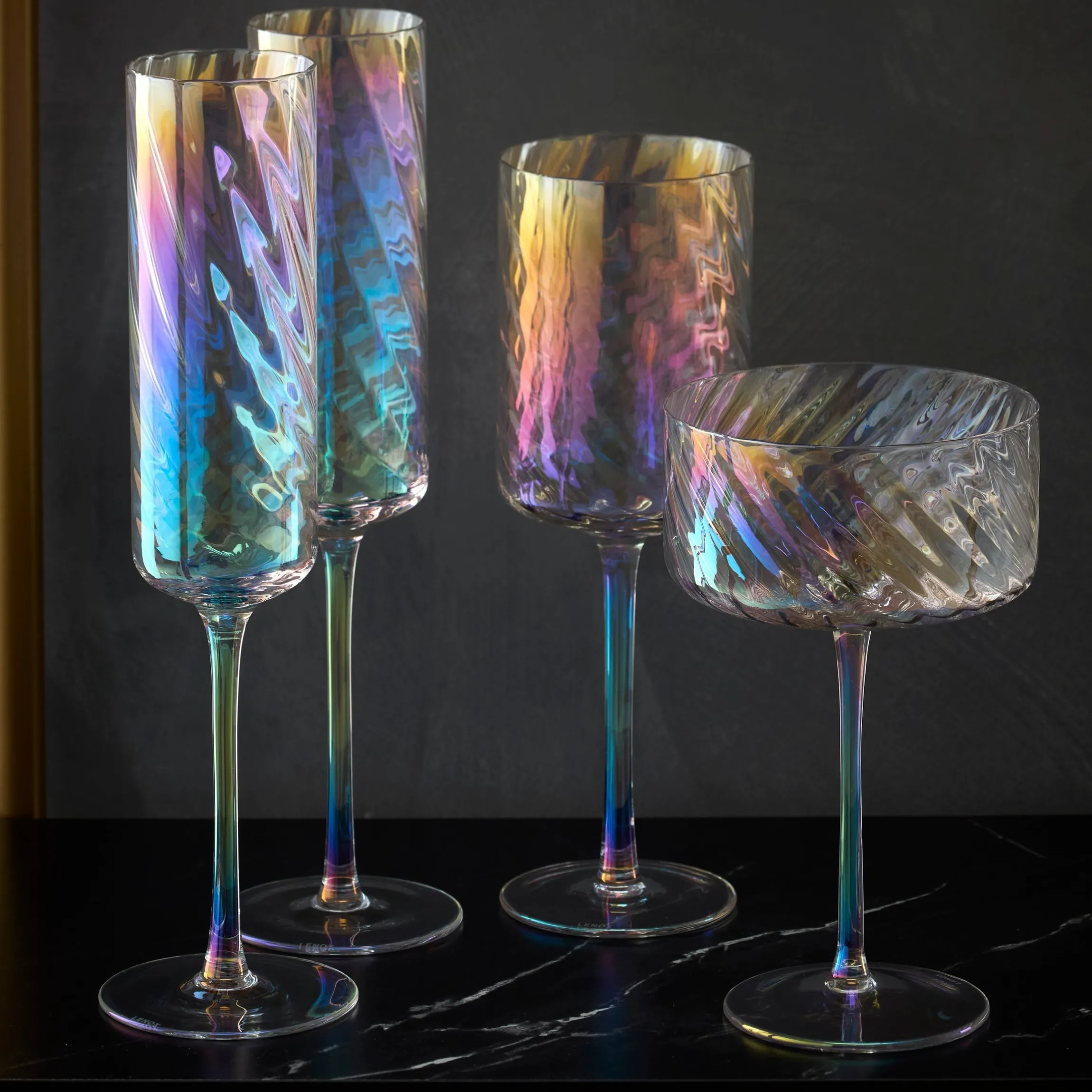 Tuscany Classics Iridescent Flute Glasses, Set of 4