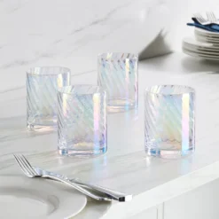 Tuscany Classics Iridescent Double Old-Fashioned Glasses, Set of 4