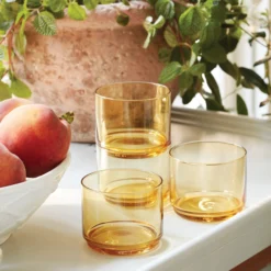 Tuscany Classics Stackable Amber Short Glasses, Set of 4