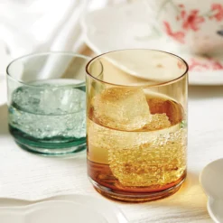 Tuscany Classics Stackable Amber Short Glasses, Set of 4