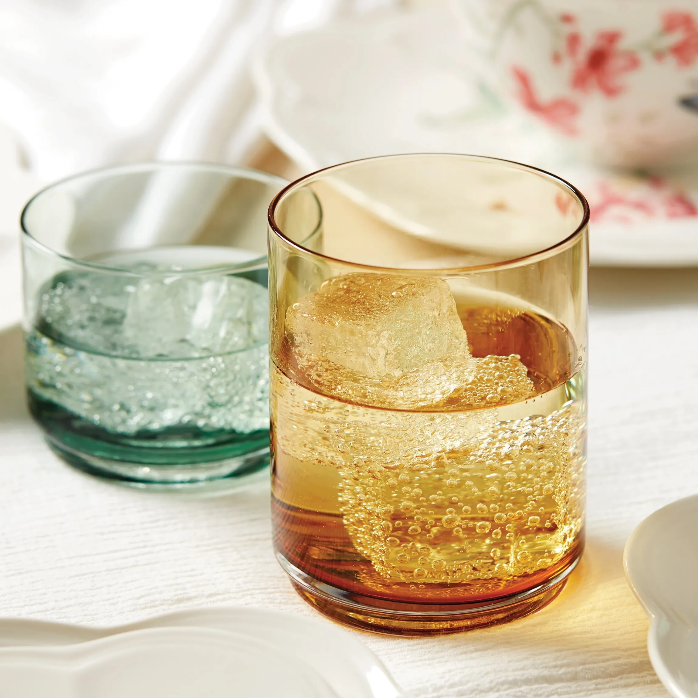 Tuscany Classics Stackable Amber Short Glasses, Set of 4