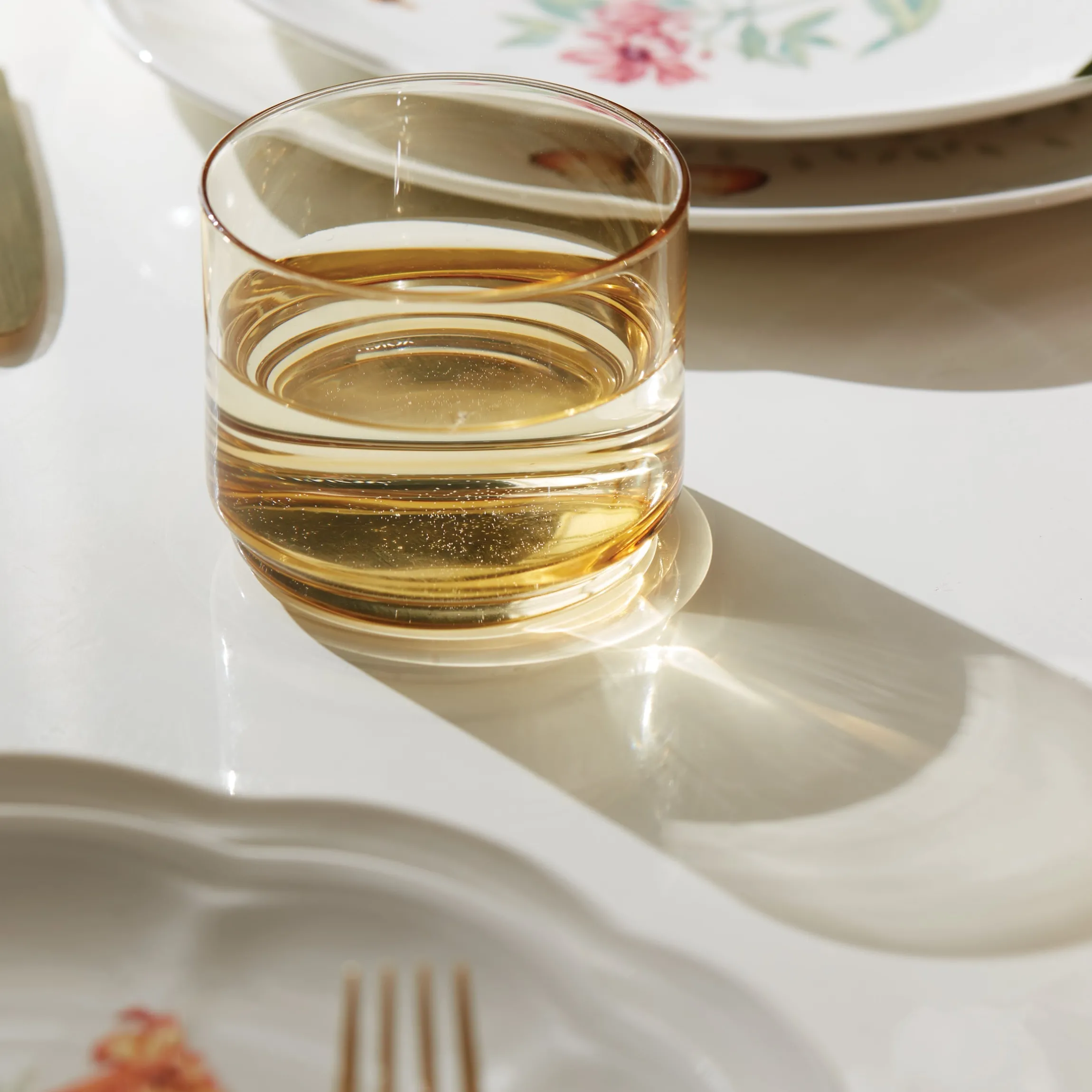 Tuscany Classics Stackable Amber Short Glasses, Set of 4