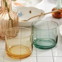 Tuscany Classics Stackable Amber Short Glasses, Set of 4