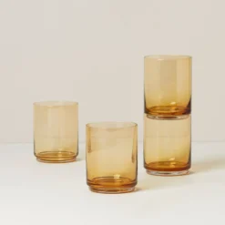 Tuscany Classics Stackable Amber Tall Glasses, Set of 4
