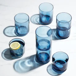 Tuscany Classics Stackable Blue Tall Glasses, Set of 4
