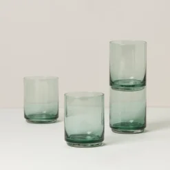 Tuscany Classics Stackable Green Tall Glasses, Set of 4