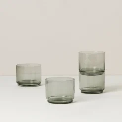 Tuscany Classics Stackable Smoke Short Glasses, Set of 4