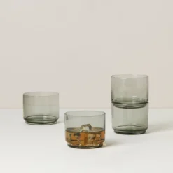 Tuscany Classics Stackable Smoke Short Glasses, Set of 4