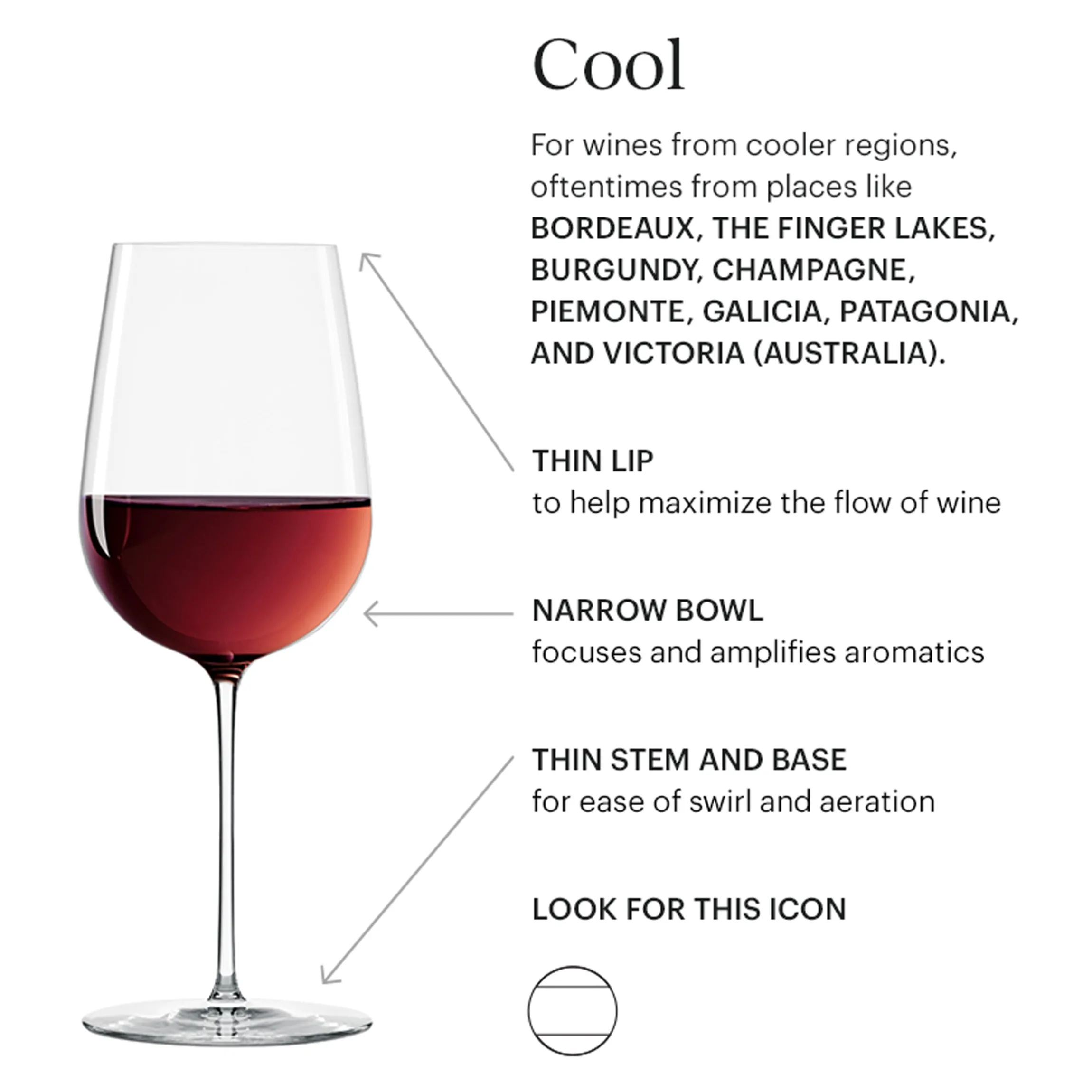 Tuscany Signature Series Warm & Cool Region Wine Glasses, Set of 2