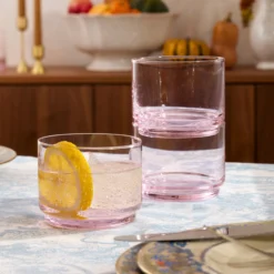 Tuscany Stackable Blush Short Glasses, Set of 4