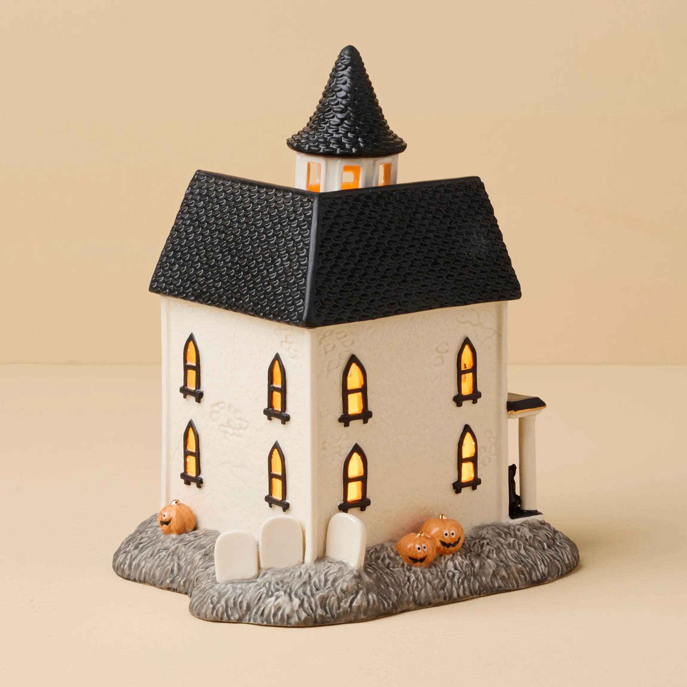 Vintage Halloween Lit Manor Figurine