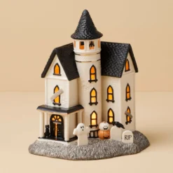 Vintage Halloween Lit Manor Figurine