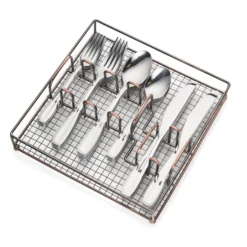 Waylen 40-Piece Flatware Set with Rustic Caddy