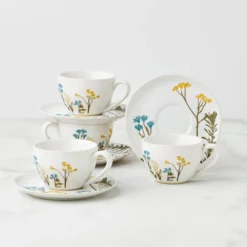 Wildflowers 8-Piece Espresso Cups & Saucers Set