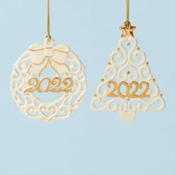 2022 Wreath & Tree Ornaments, Set of 2