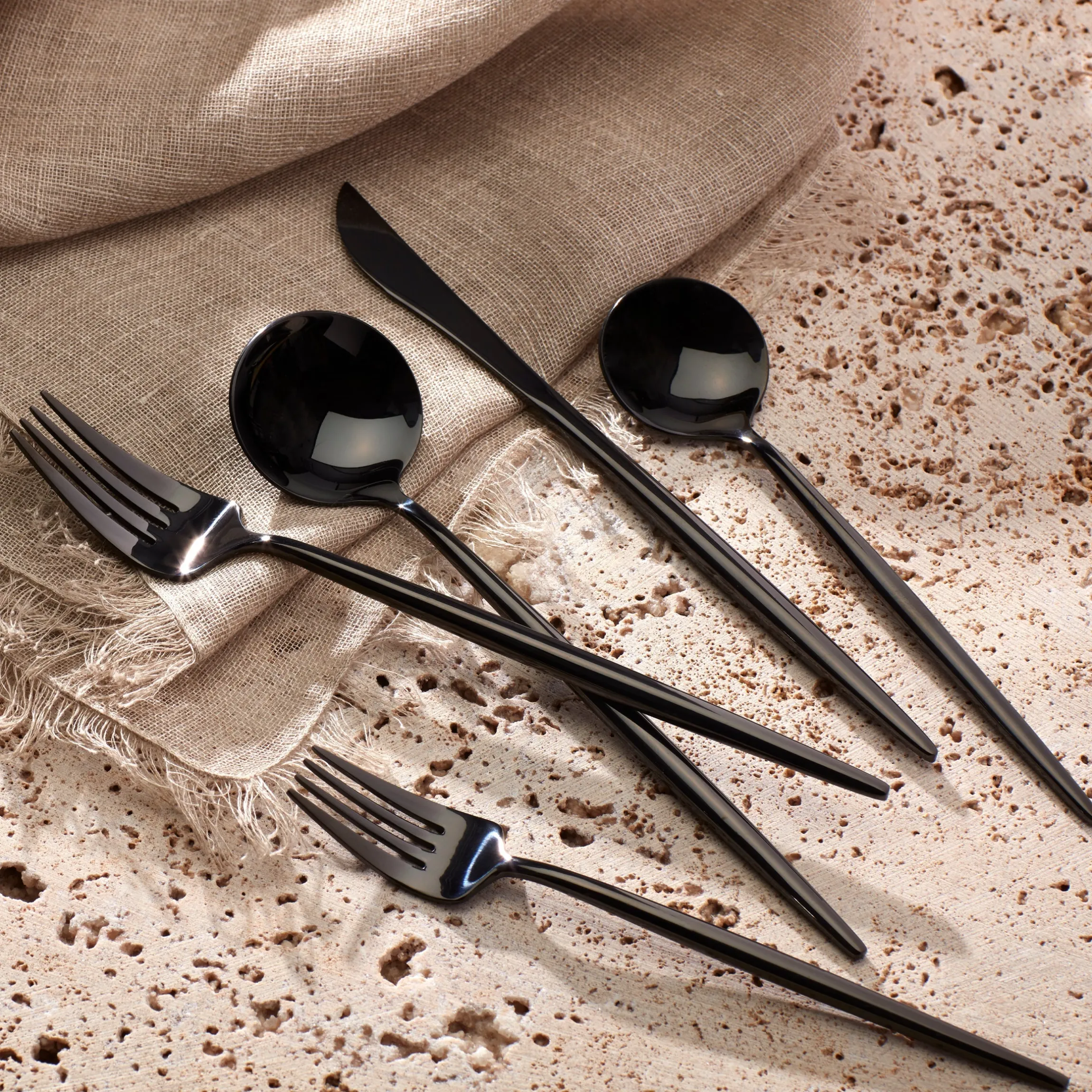 Zephyr Black Mirror 45-Piece Flatware Set