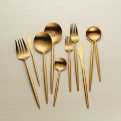 Zephyr Gold Satin 45-Piece Flatware Set