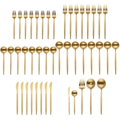Zephyr Gold Satin 45-Piece Flatware Set