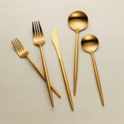 Zephyr Gold Satin 45-Piece Flatware Set