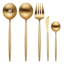 Zephyr Gold Satin 45-Piece Flatware Set