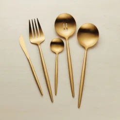 Zephyr Gold Satin 45-Piece Flatware Set