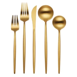 Zephyr Gold Satin 45-Piece Flatware Set